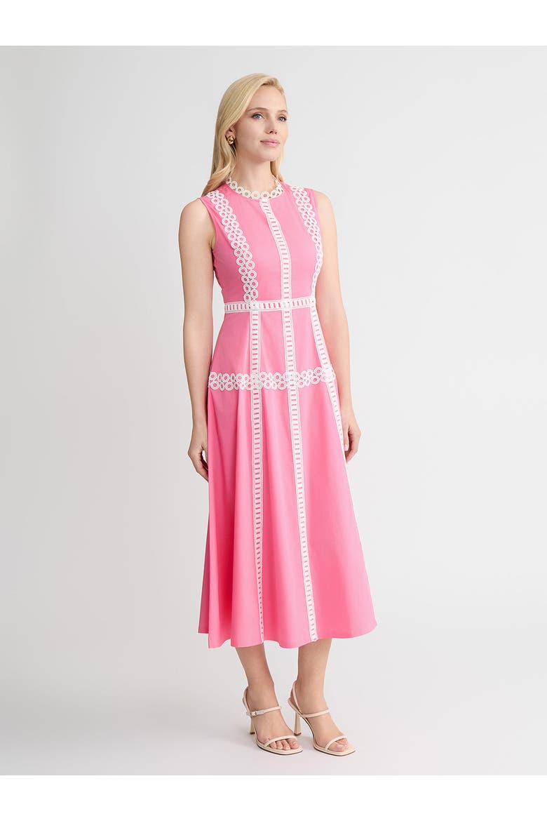 Fit & Flare Cotton Eyelet Trim Maxi Dress, Alternate, color, Pink
