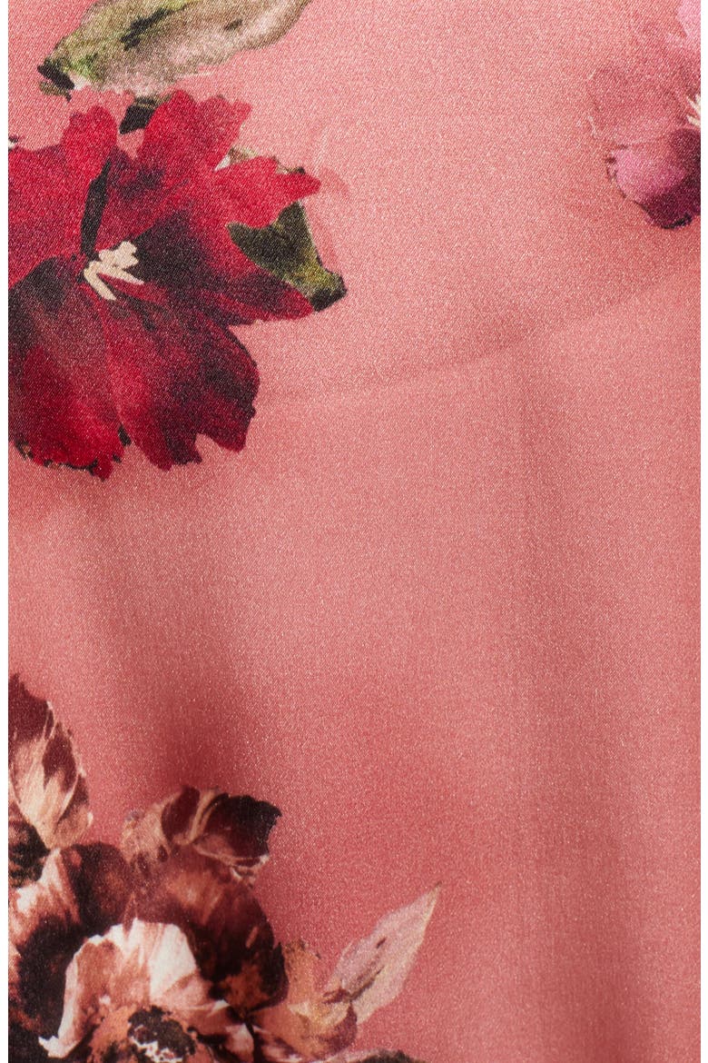 Print Long Silk Kimono, Alternate, color, PINK AUTUMN BOUQUET