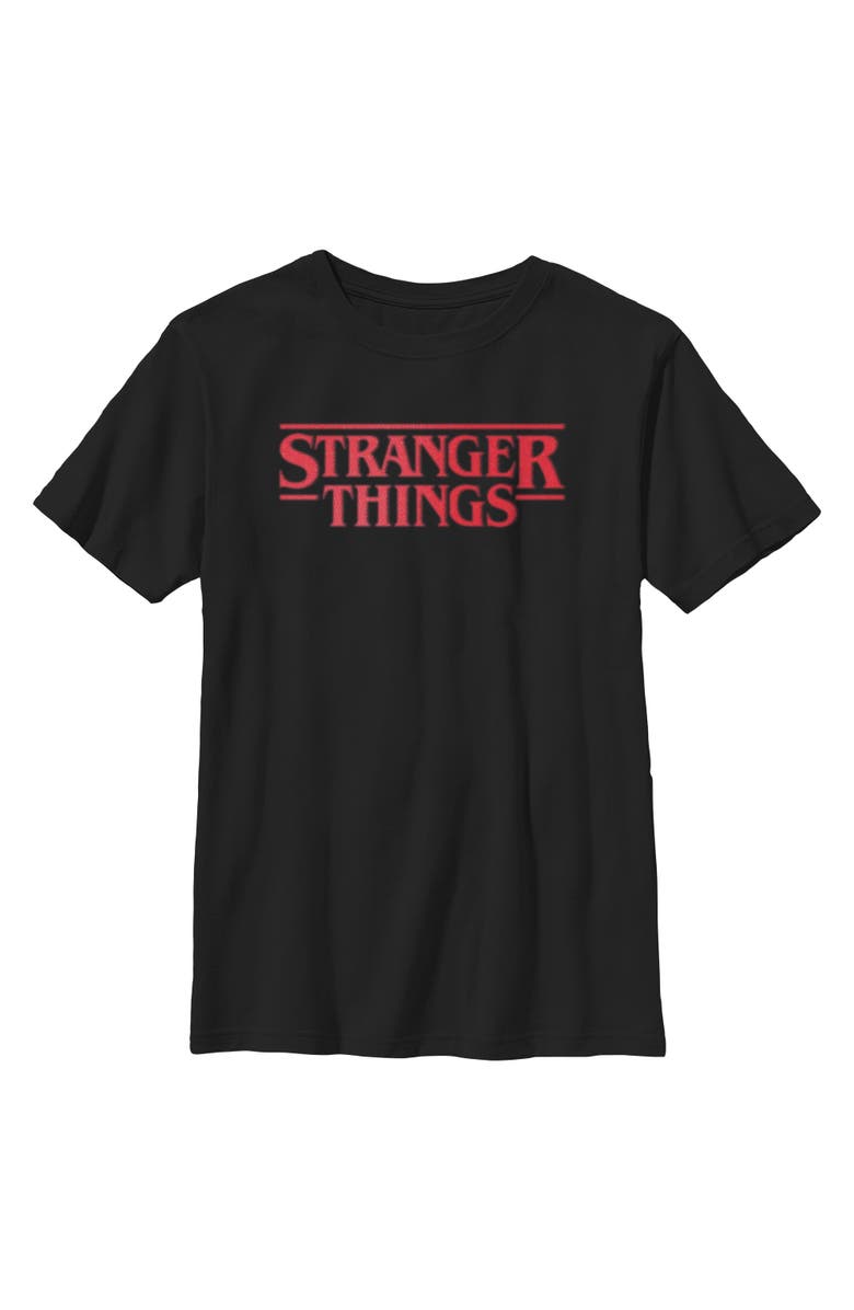 Stranger Things Boy's Stranger Things Blurry Classic Red Logo Graphic T-Shirt, Main, color, Black
