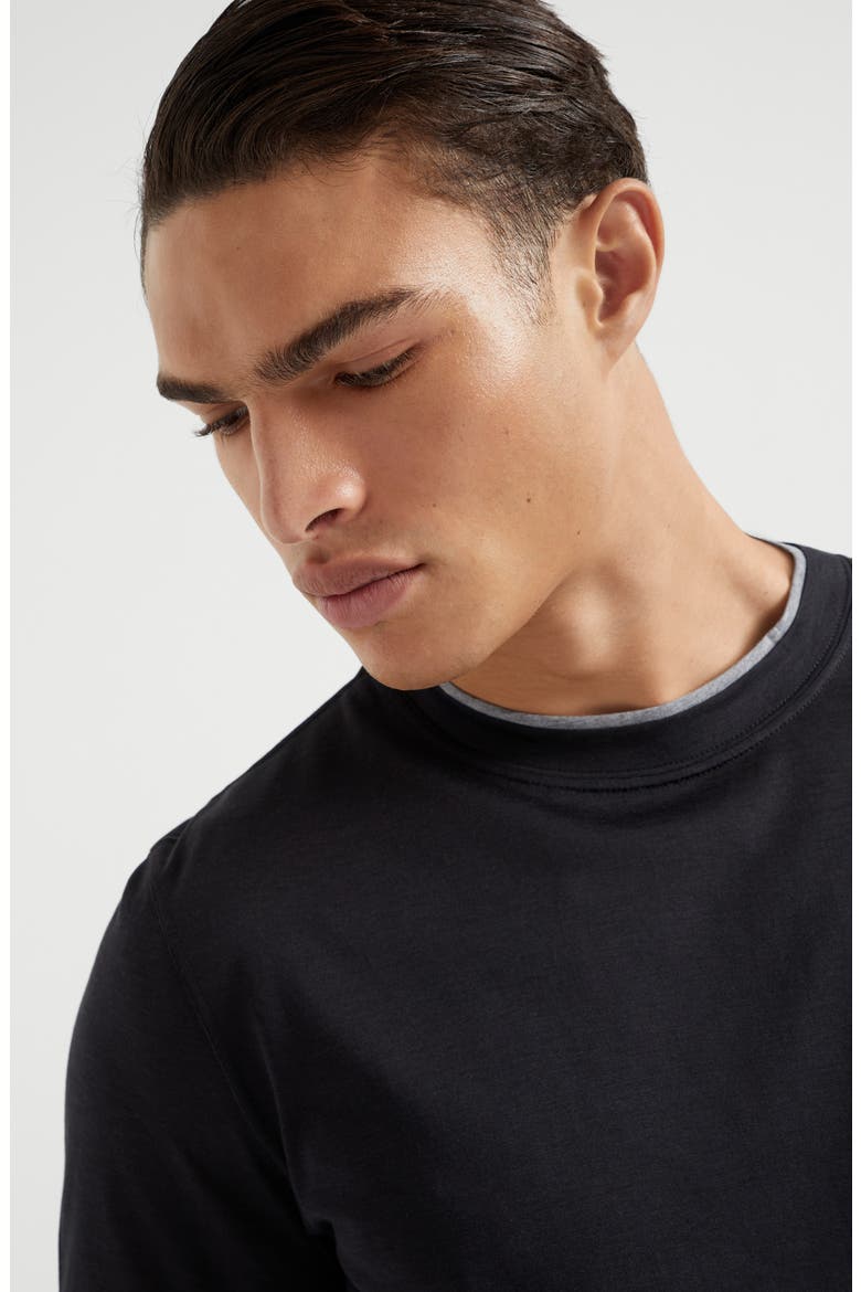 T-shirt with faux-layering, Alternate, color, Black