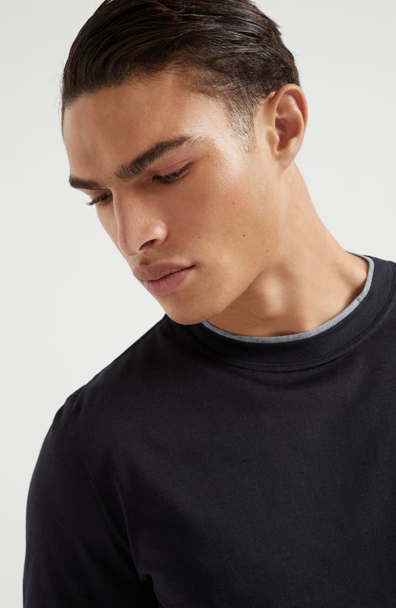 Brunello Cucinelli T-shirt with faux-layering, Alternate, color, 