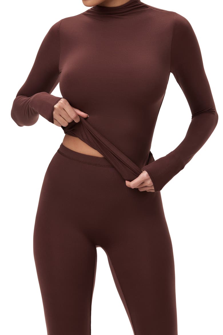Mock Neck Top, Alternate, color, CHOCOLATE