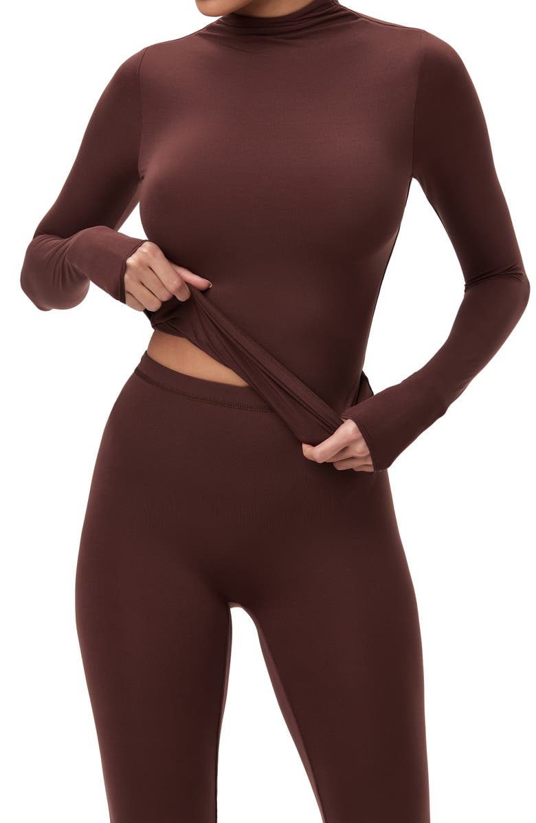 Naked Wardrobe Mock Neck Top, Alternate, color, Chocolate