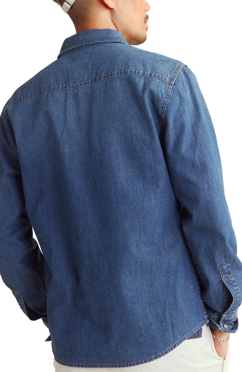 Billy Reid Rosedale Denim Snap-Up Shirt, Alternate, color, Light Indigo