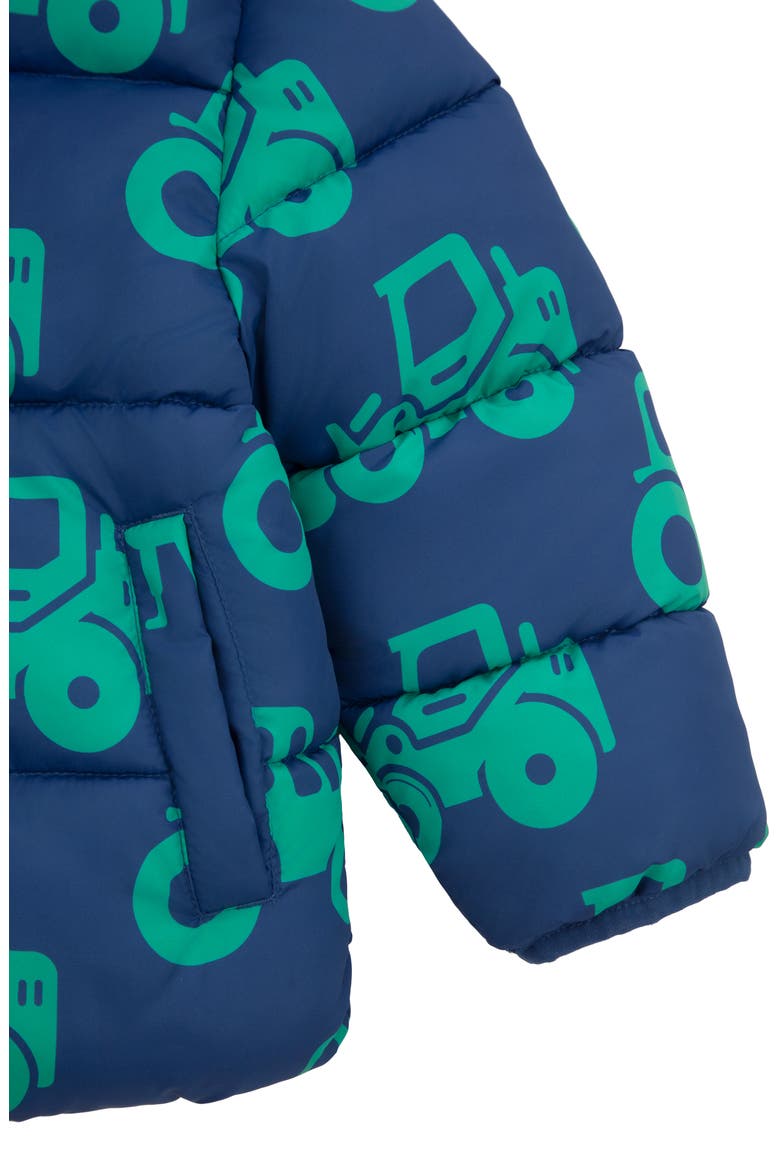 Kids' Hudson Tractor Print Fleece Lined Puffer Jacket, Alternate, color, Blue car