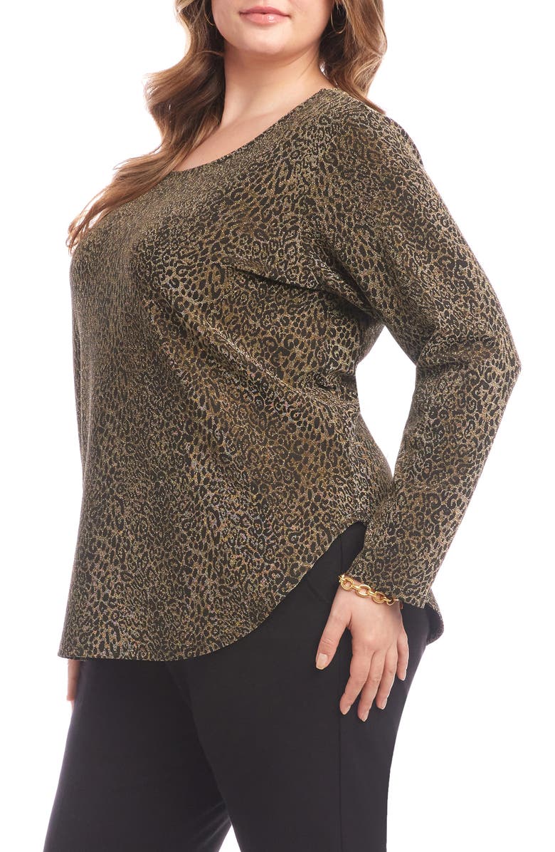 Karen Kane Metallic Leopard Knit Top, Alternate, color, Leopard