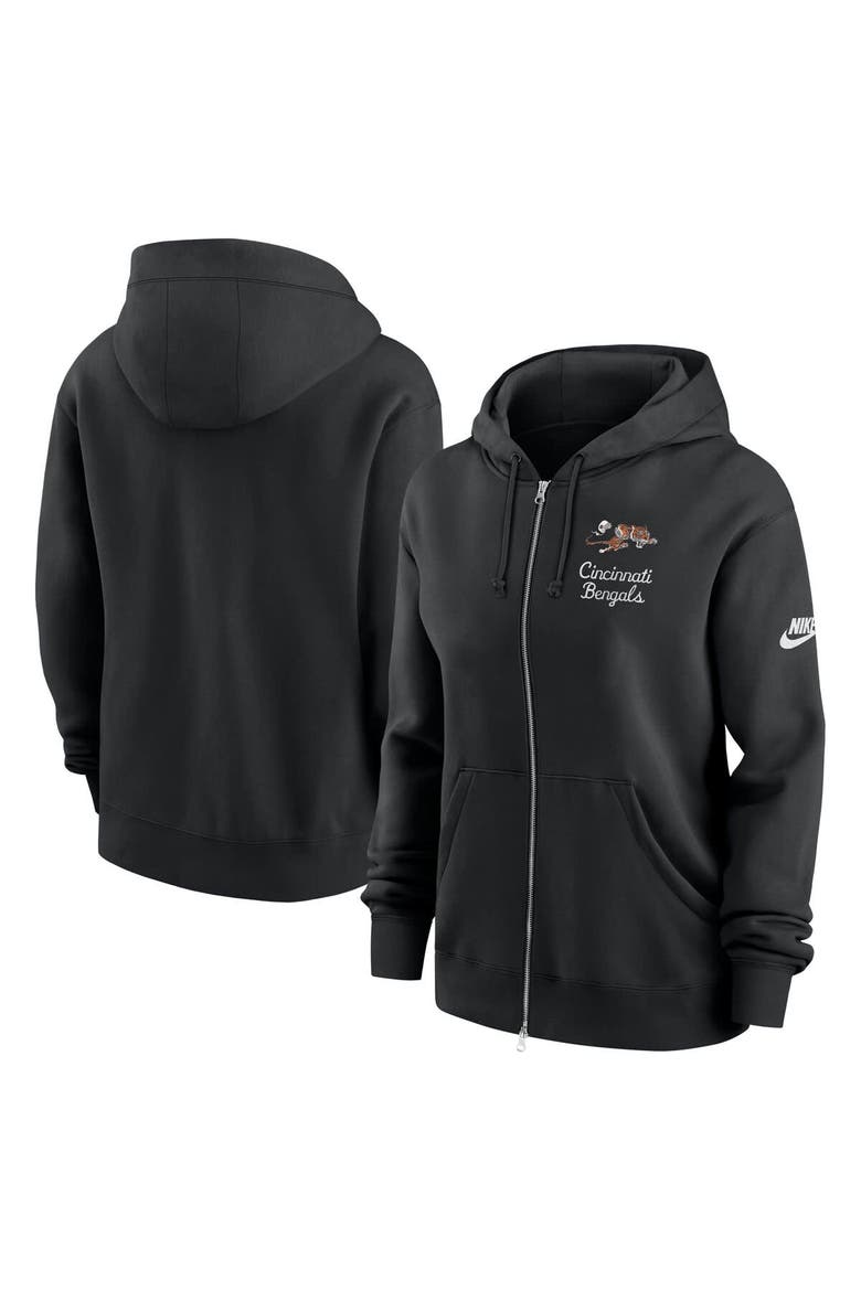 Women's Nike Black Cincinnati Bengals Phoenix Rewind Full-Zip Hoodie, Main, color, Black