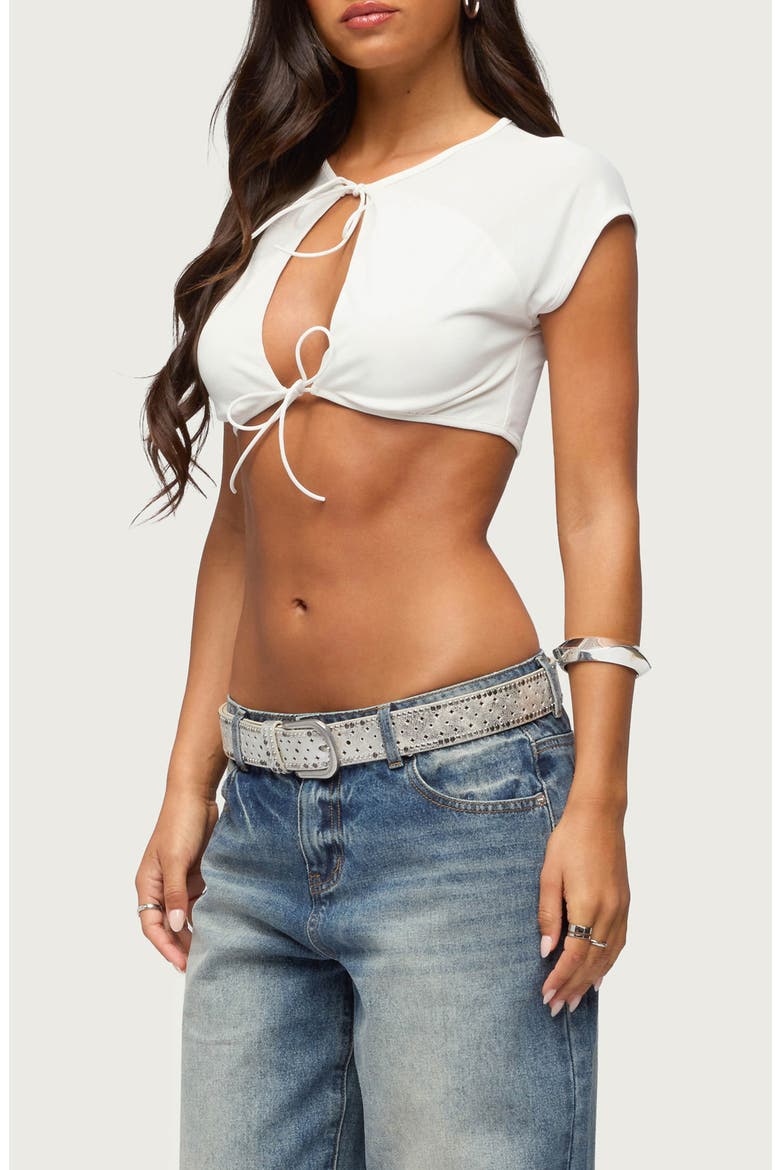 Daniella Cutout Crop Top, Alternate, color, CREAM
