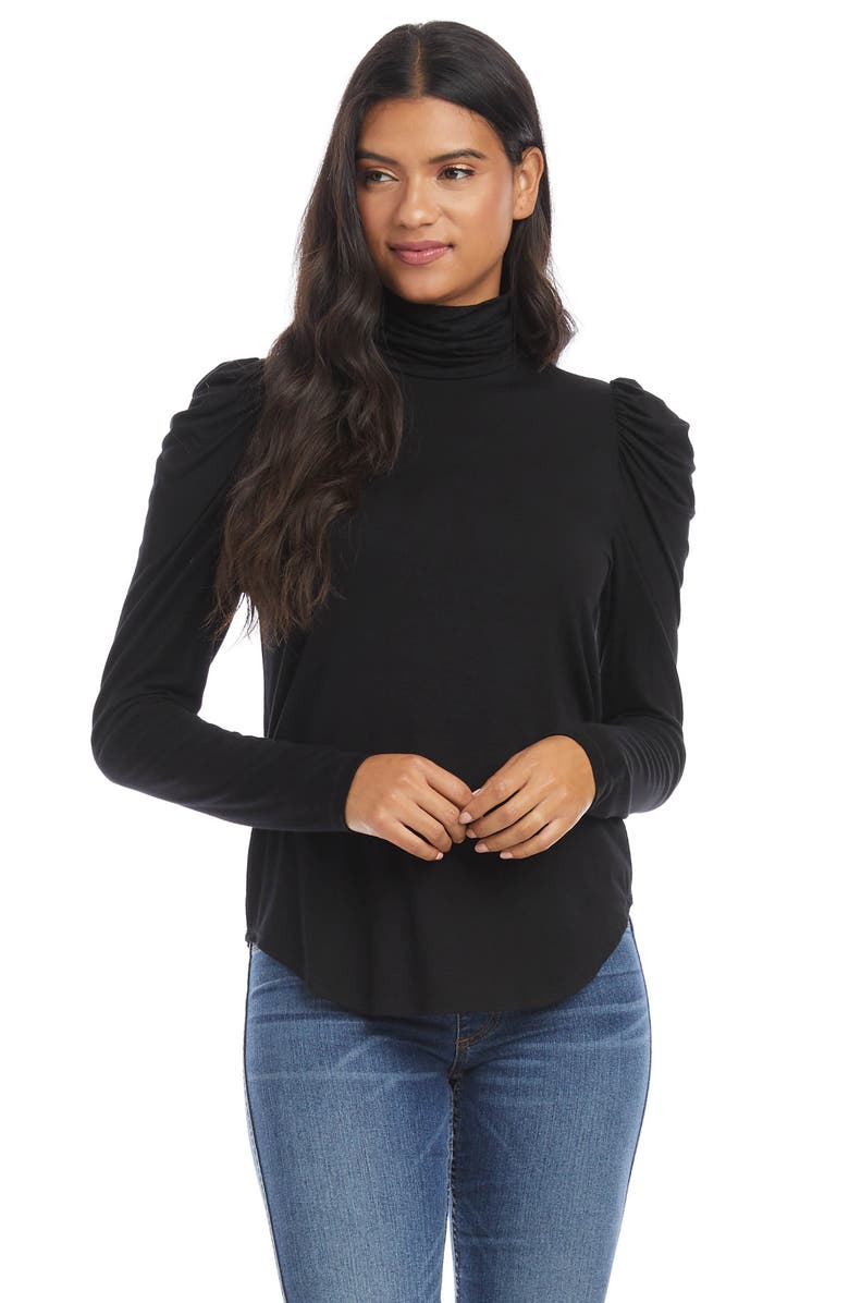Karen Kane Shirred Long Sleeve Turtleneck Top, Alternate, color,