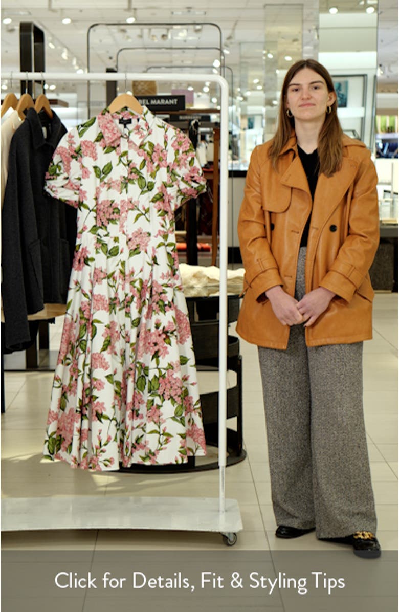 Violet Floral Cotton Midi Shirtdress, sales video thumbnail