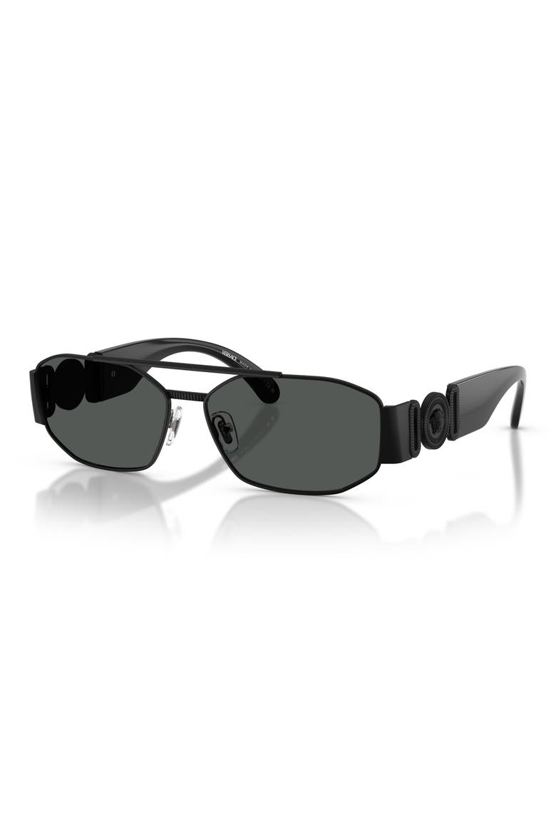 58mm Irregular Sunglasses, Alternate, color, MATTE BLACK / DARK GREY