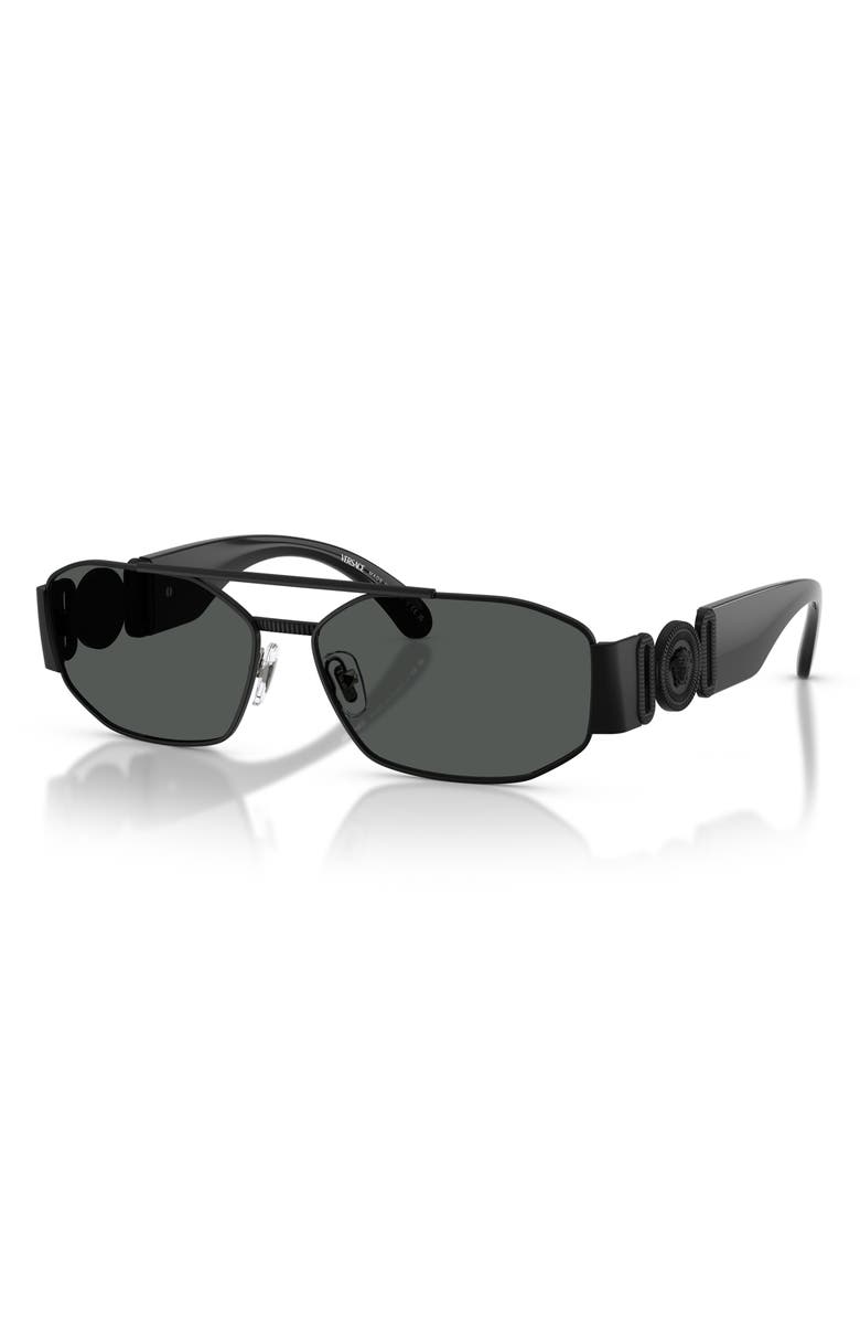 Versace 58mm Irregular Sunglasses, Alternate, color, Matte Black / Dark Grey