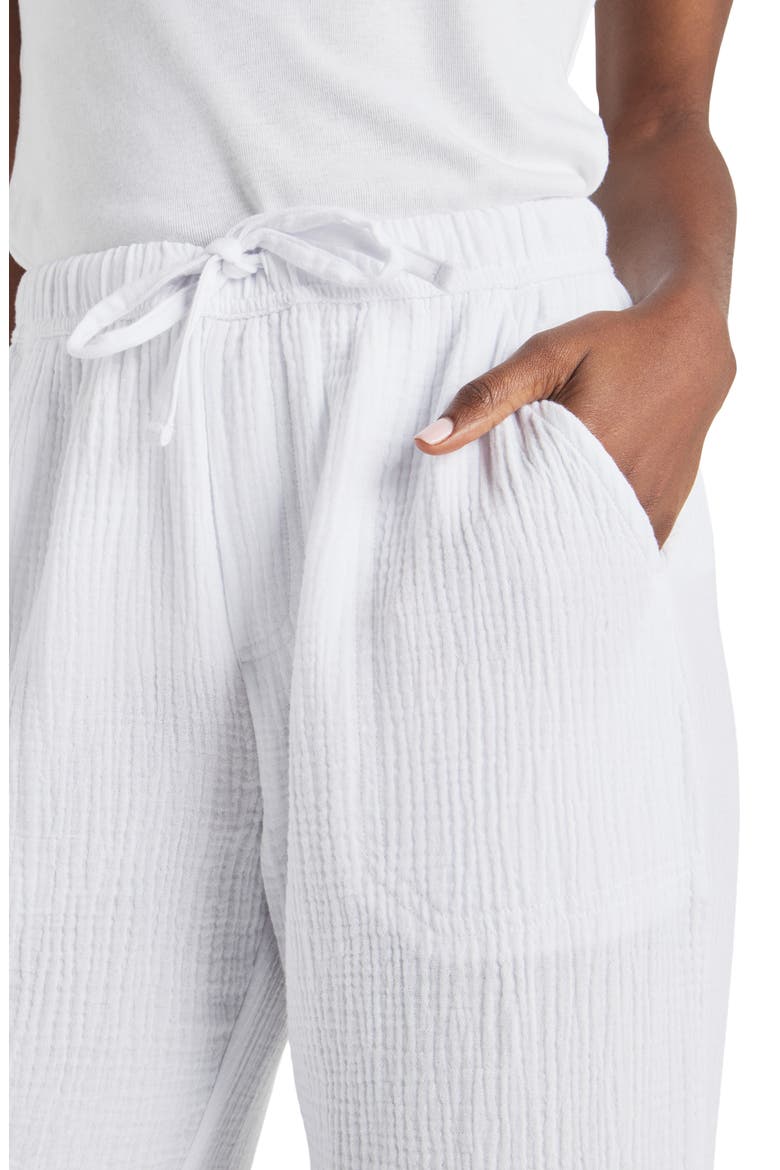 Adele Cotton Gauze Drawstring Pants, Alternate, color, WHITE