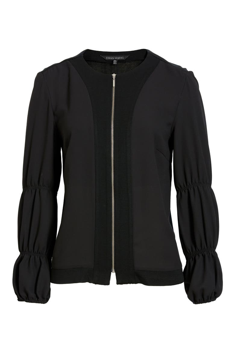 Front Zip Knit Jacket, Alternate, color, BLACK