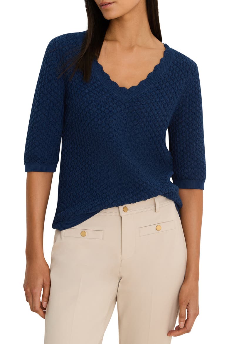 Scallop Textured Sweater, Main, color, RICH INDIGO