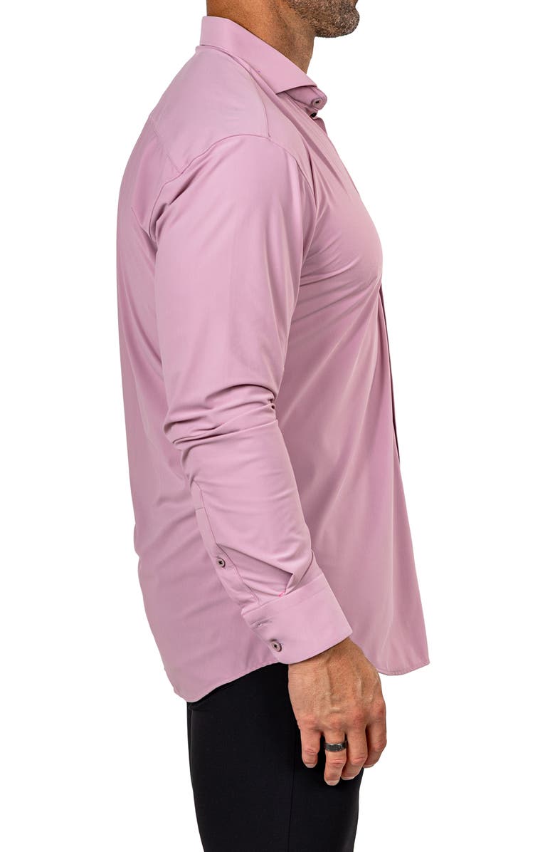 Maceoo Eins Shaped Fit Marthy3010 Pink Knit Button-Up Shirt, Alternate, color, 