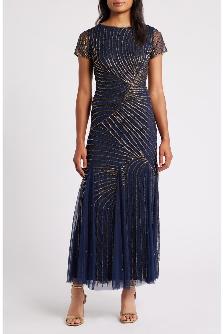 Beaded Gown, Main, color, NAVY 410