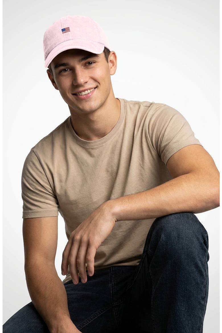 USA Flag Dad Cap, Alternate, color, Washed Pink
