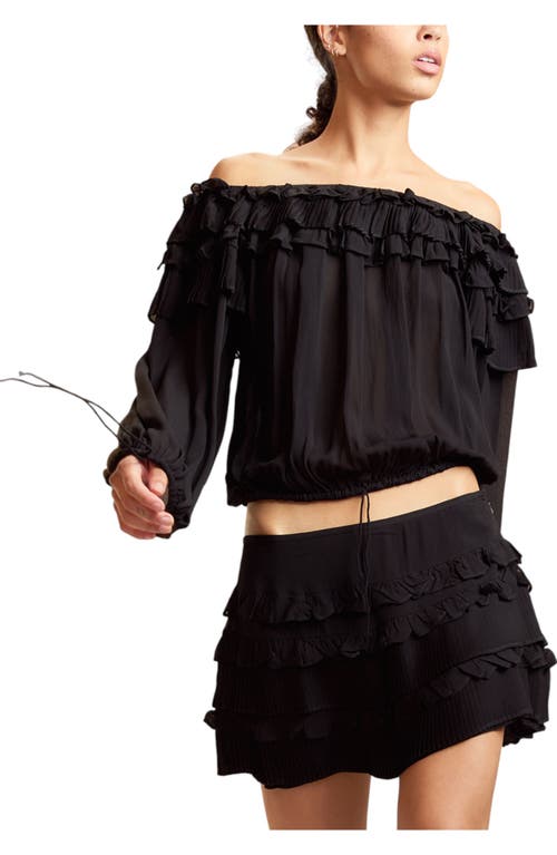 Cynthia Rowley Off Shoulder Ruffle Blouse In Black