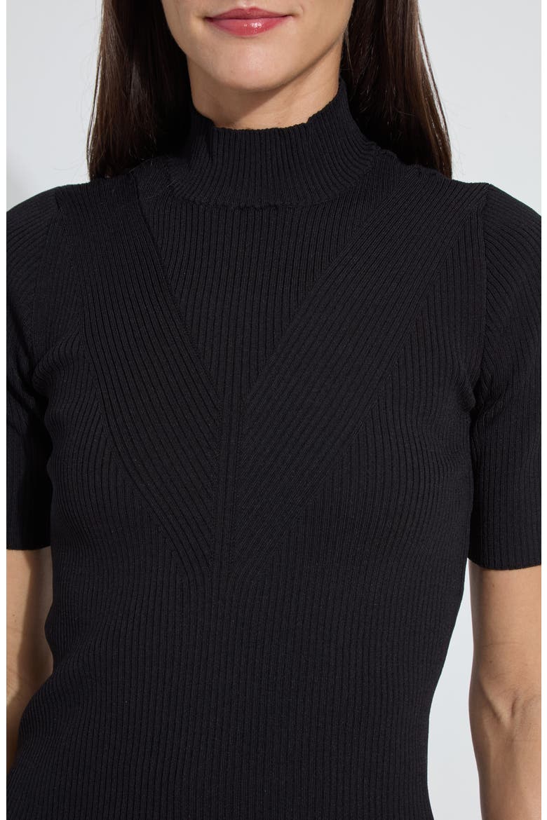 Bernadette Mock Neck Short Sleeve Sweater, Alternate, color, BLACK