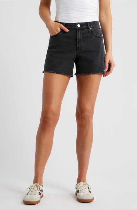 Frey Hem Cutout Denim Shorts