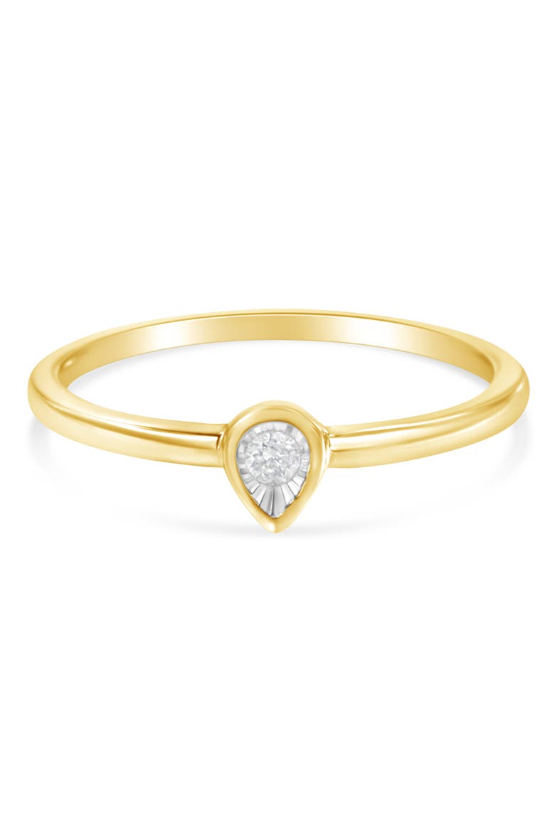 14K Yellow Gold Plated Silver 1/20 Cttw Diamond Teardrop Pear-Shaped Ring, Alternate, color, Yellow Gold over Silver