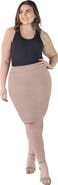 24seven Comfort Apparel Elastic Waist Knee Length Pencil Skirt