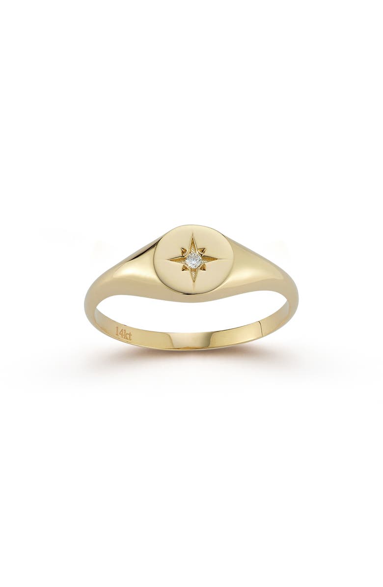 Ember Fine Jewelry 14K Gold Diamond Signet Ring, Alternate, color, Gold