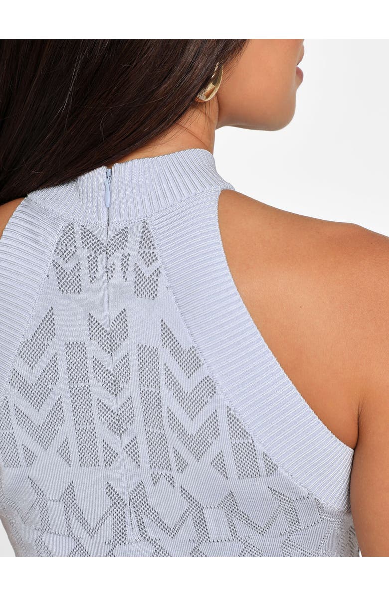 Marciano Billie Monogram Pointelle Sleeveless Mock Neck Sweater, Alternate, color, Blue Tones Jacquard