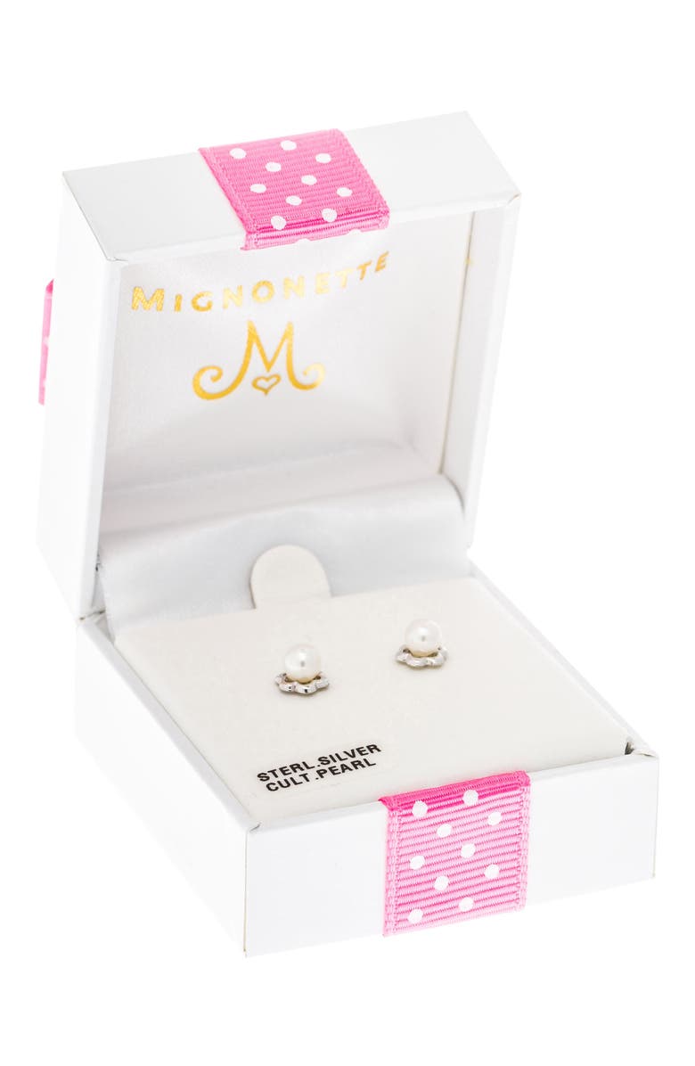 Mignonette Sterling Silver & Cultured Pearl Earrings, Alternate, color, White