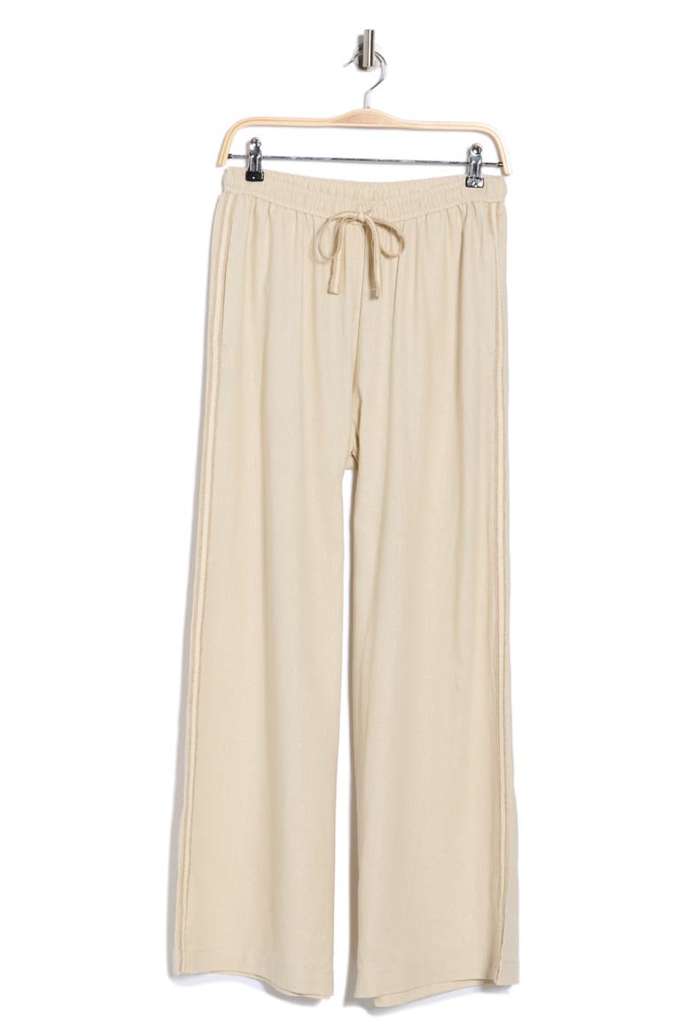 Side Stripe Linen Blend Wide Leg Pants, Alternate, color, NATURAL