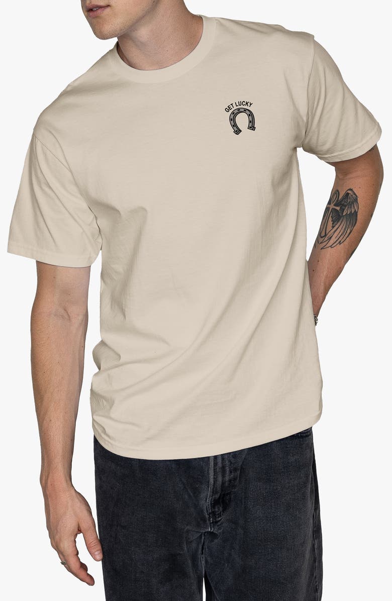 RIOT SOCIETY Get Lucky Cotton Graphic T-Shirt, Main, color, Cream