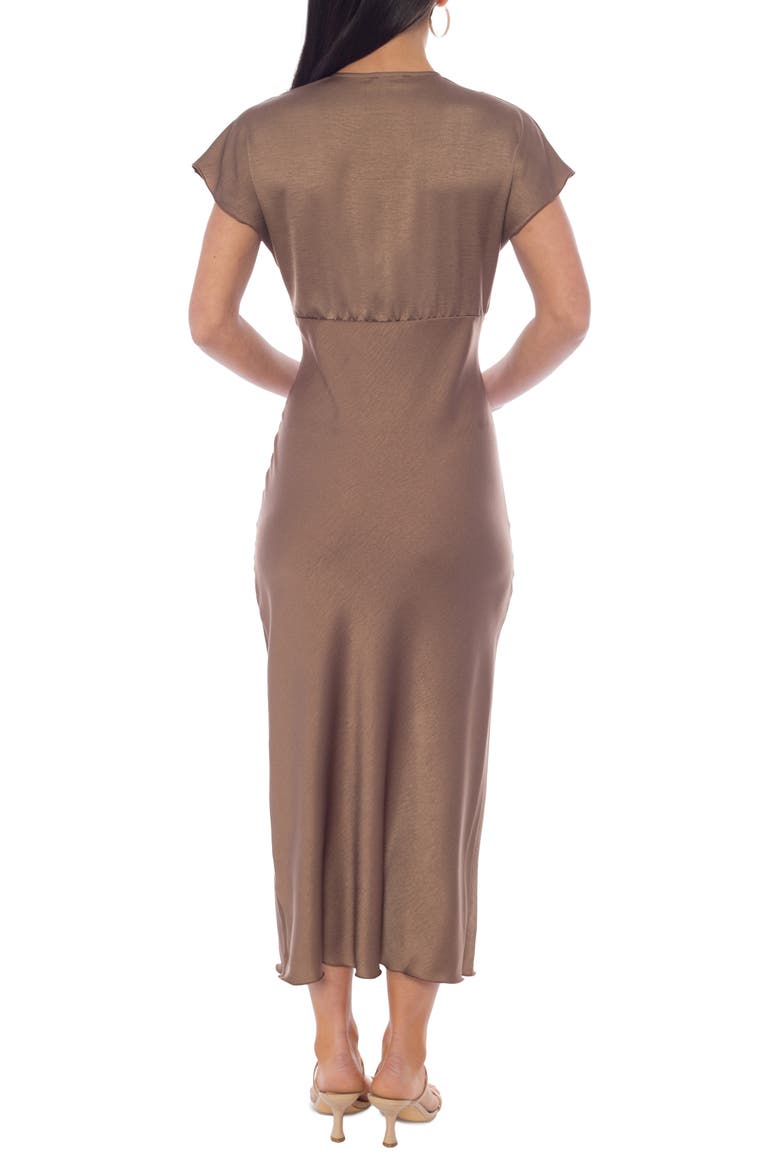 Crepe Satin V-Neck Maxi Dress, Alternate, color, MOCHA