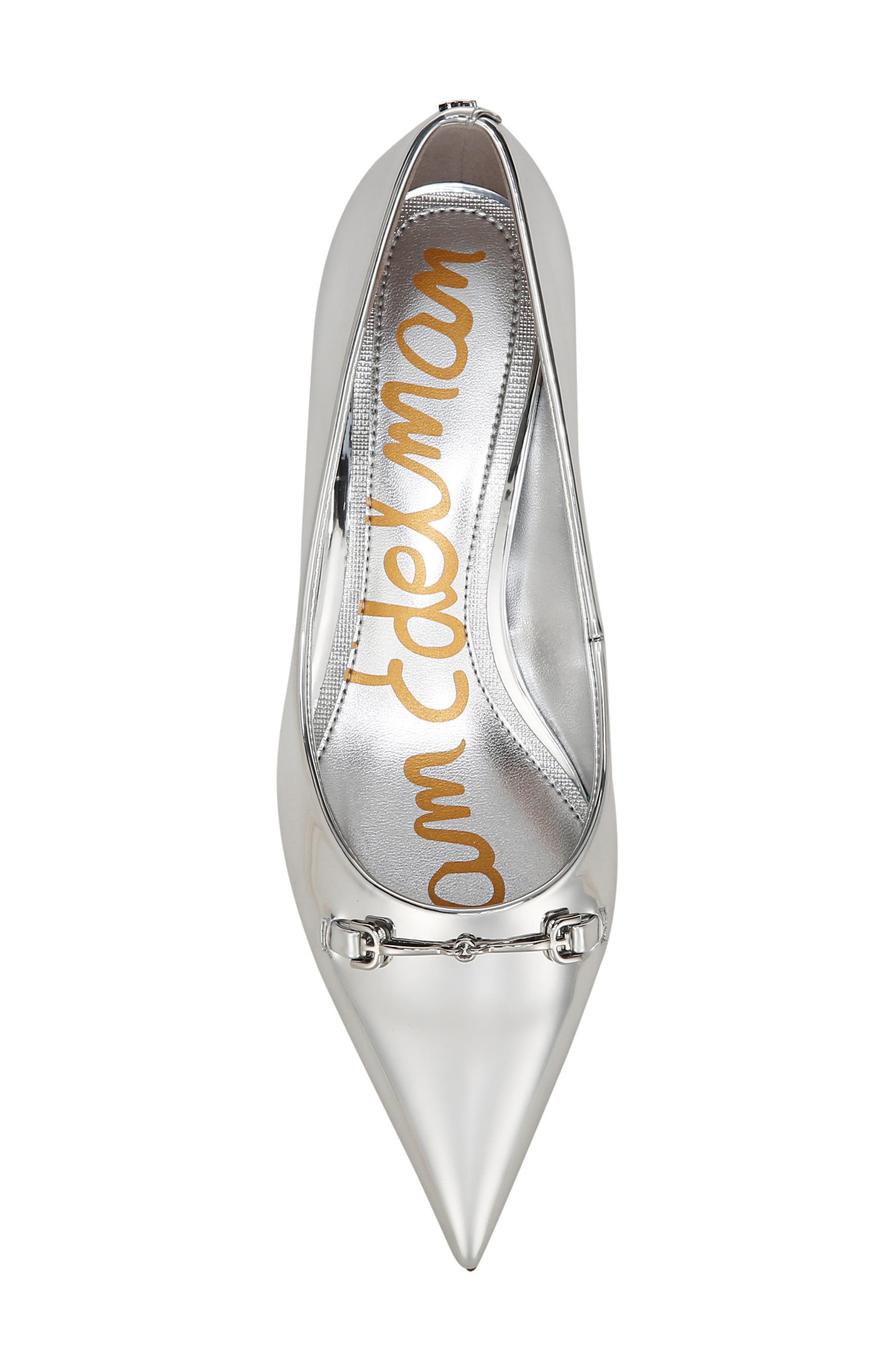 Kaya Pointed Toe Kitten Heel Pump, Alternate, color, SOFT SILVER