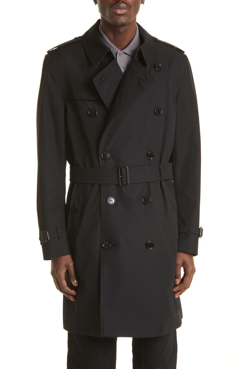 Burberry The Kensington Mid Cotton Gabardine Trench Coat, Main, color,
