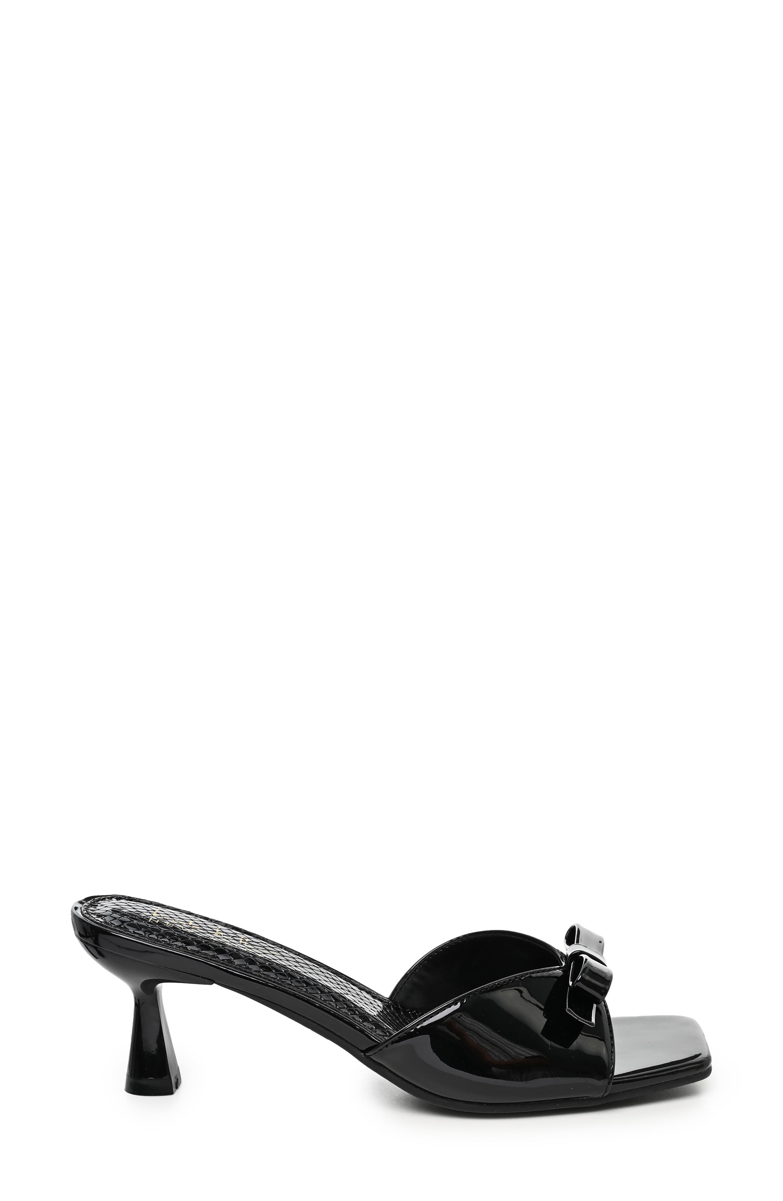 Bow Heeled Sandal, Alternate, color, BLACK PATENT SNAKE