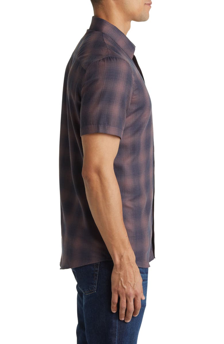 TravisMathew Down the Middle Check Short Sleeve Button-Up Shirt, Alternate, color, Flint