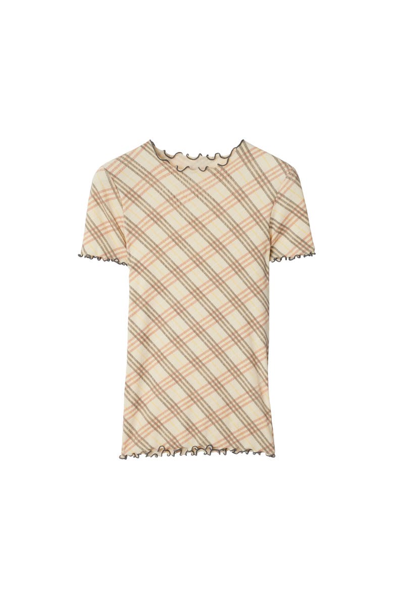 Burberry Check Stretch Cotton T-shirt, Alternate, color, 