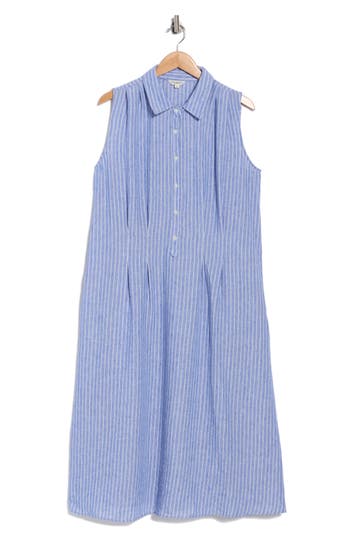 Max Studio Stripe Sleeveless Midi Shirtdress In Purple