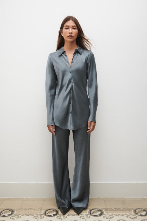 Silk Laundry Bias Cut Shirt Slate In Slate