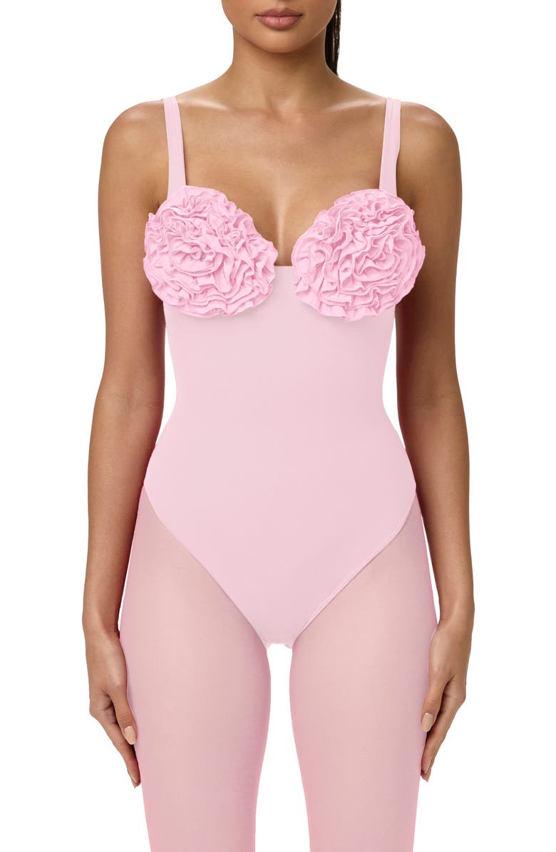 Naked Wardrobe Rosette Bust Bodysuit, Alternate, color, Cotton Candy
