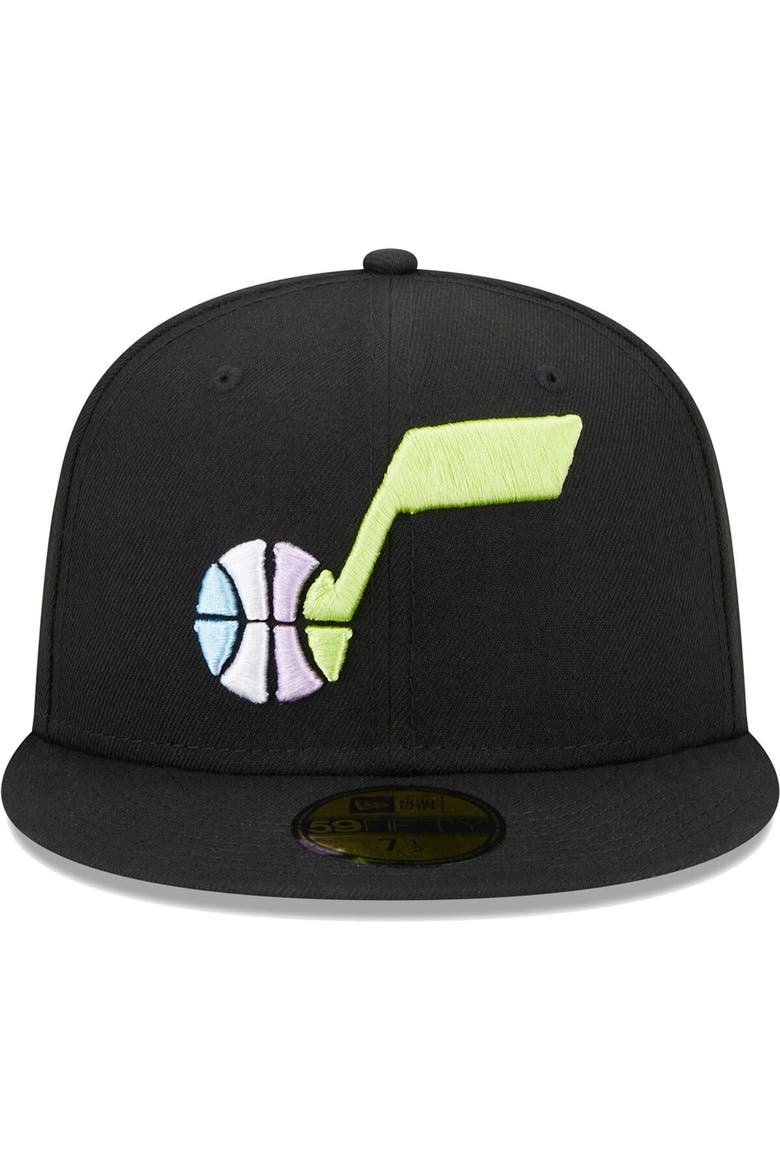 Men's New Era Black Utah Jazz Color Pack 59FIFTY Fitted Hat, Alternate, color, Black
