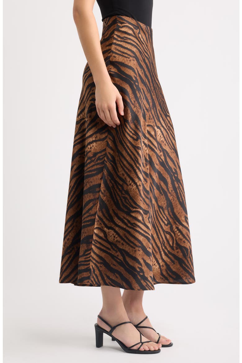 Print Pull-On Bias Flared Skirt, Alternate, color, ANNE BLACK/ BROWN MULTI