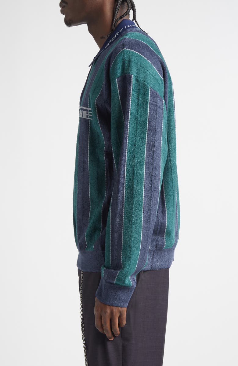 Martine Rose Sporty Logo Stripe Quarter Zip Polo, Alternate, color, Green