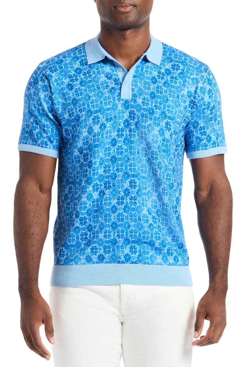 Johnny Collar Cotton Knit Polo, Main, color, LIGHT BLUE