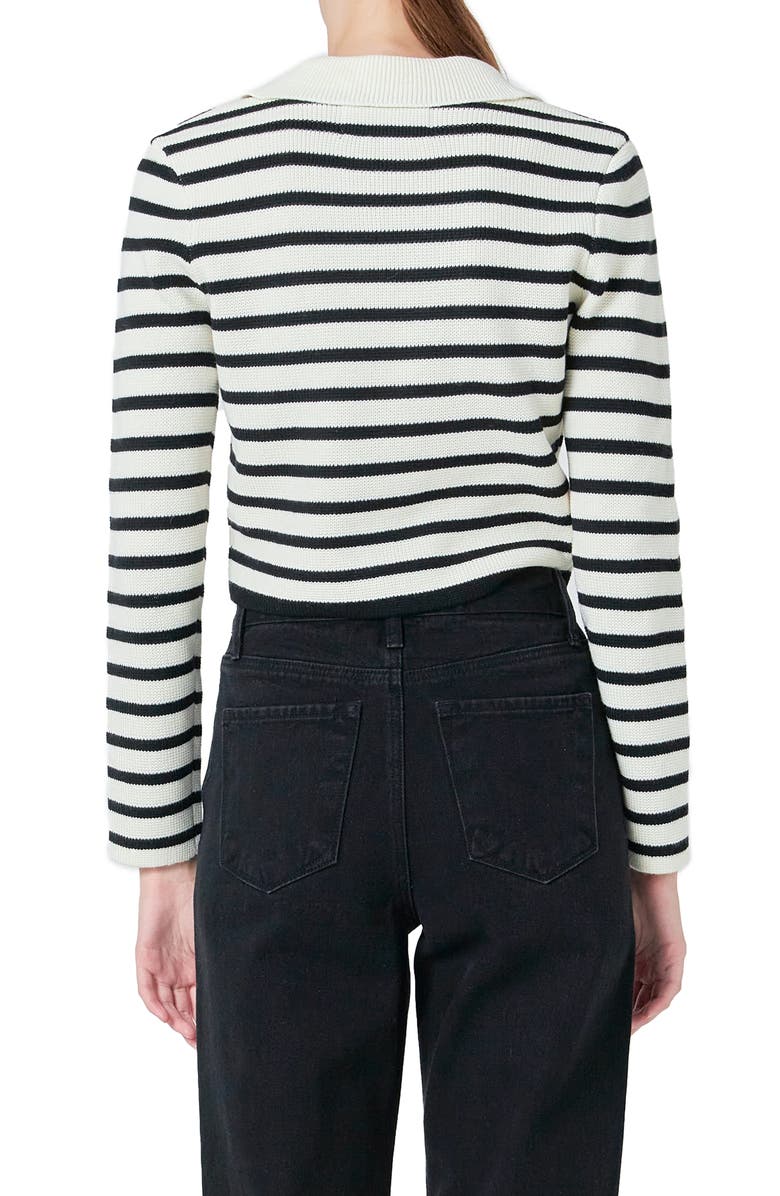 Endless Rose Stripe Collared Sweater, Alternate, color, Ivory/ Black