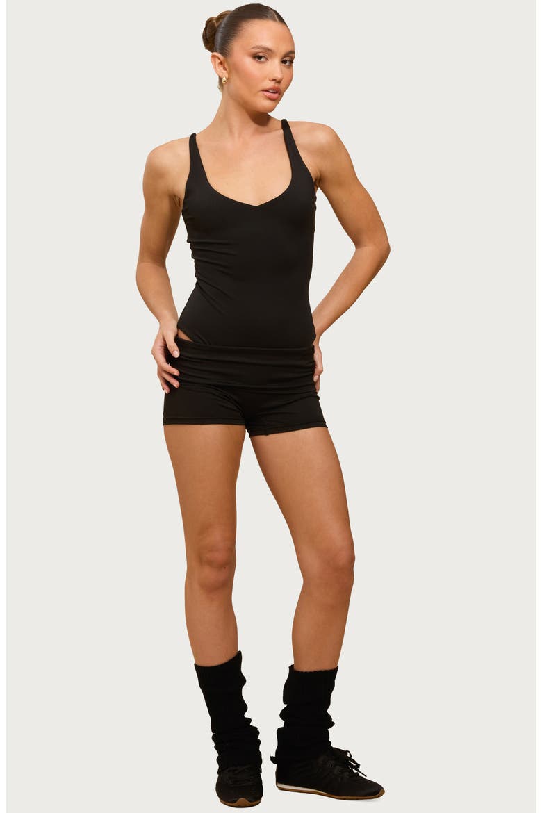 Soraia Foldover Bike Shorts, Alternate, color, BLACK