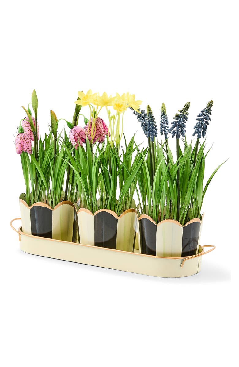 MACKENZIE CHILDS Courtly Stripe Triple Potted Blooms, Alternate, color, Green