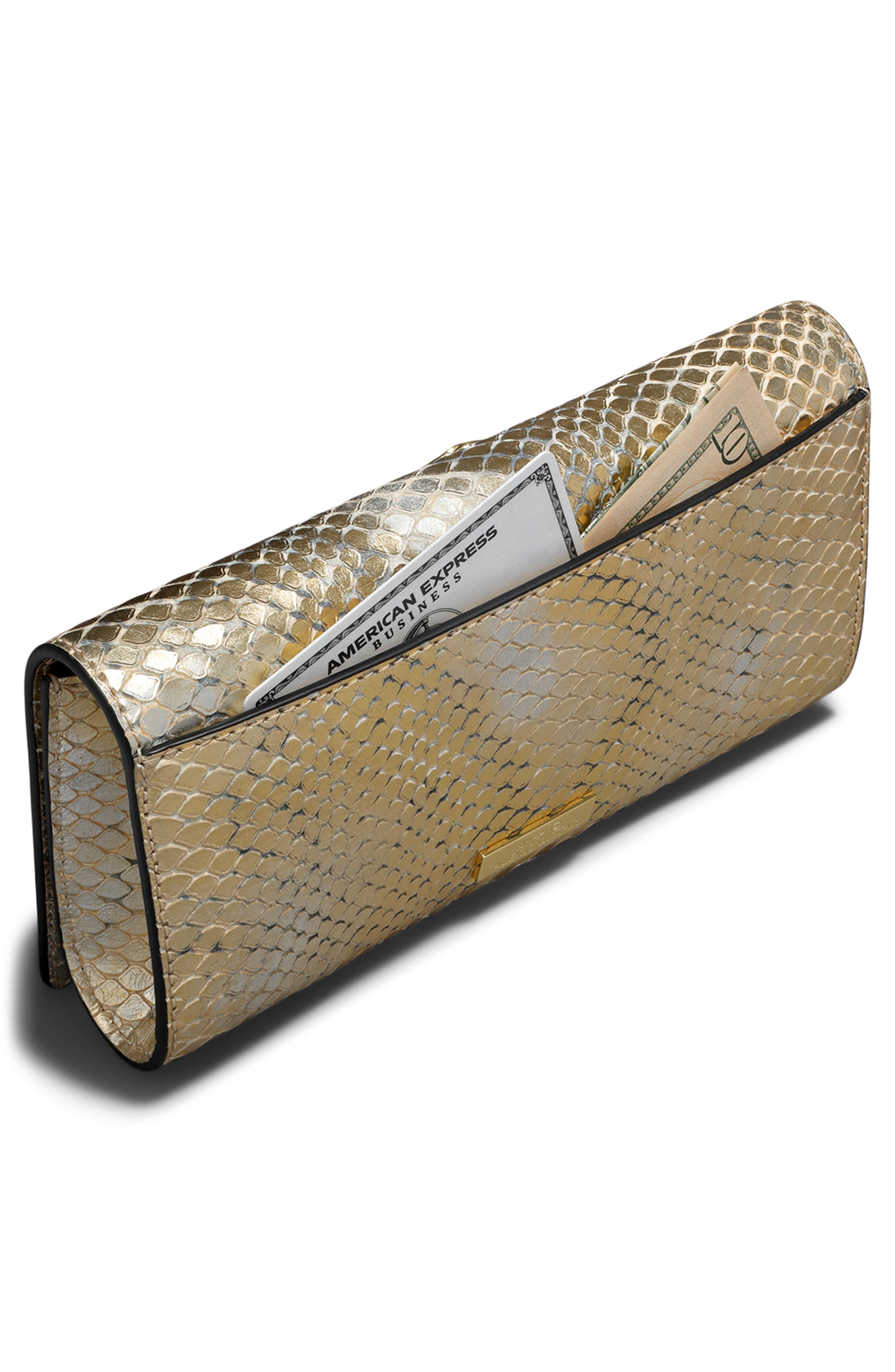 Serpent Side Handle Leather Clutch, Alternate, color, GOLD PYTHON