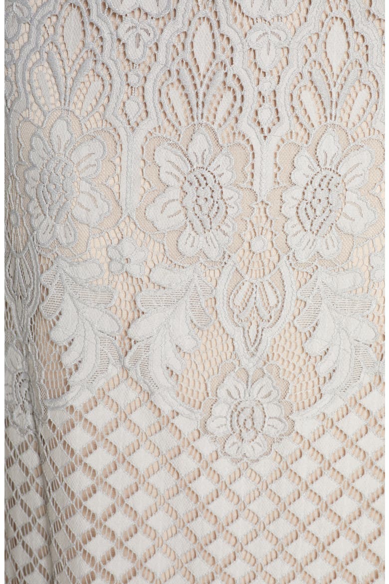Embroidered Lace Evening Gown, Alternate, color, PEWTER/PETAL